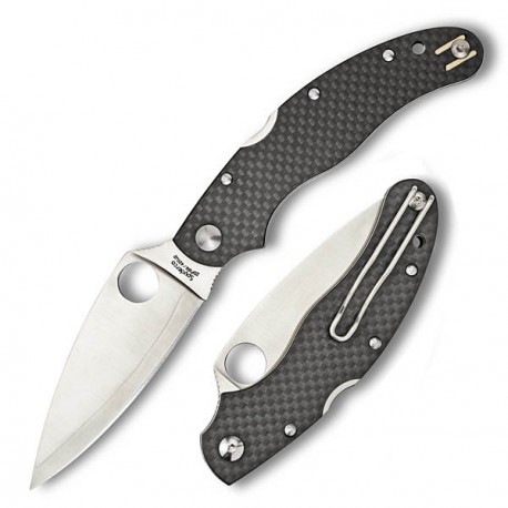 Couteau Spyderco Caly 3.5 lame 8.9cm Lisse Satin manche Fibre de carbone - C144CFPE - 1