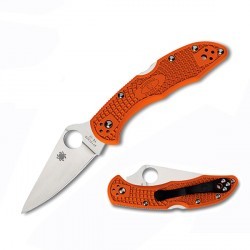 Couteau Spyderco Delica lame 7.3cm Lisse Satin manche FRN (Nylon renforcé) - C11FPOR