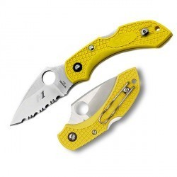 Couteau Spyderco Dragonfly lame 5.7cm dentelée Satin manche FRN (Nylon renforcé) - C28SYL2