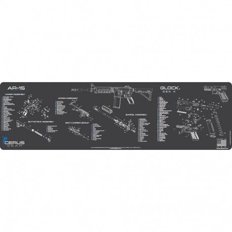 Tapis d'entretien pour AR15/Glock 35X122cm Gen5 Schematic Magnum Gris CERUS GEAR - 1