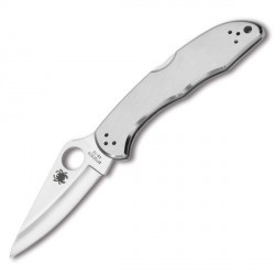 Couteau Spyderco Delica lame 7.3cm Lisse Satin manche Inox - C11P - 1