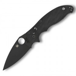 Couteau Spyderco Manix 2 lame 8.6cm Lisse Noir manche G-10 (Fibre de verre) - C101GPBBK2