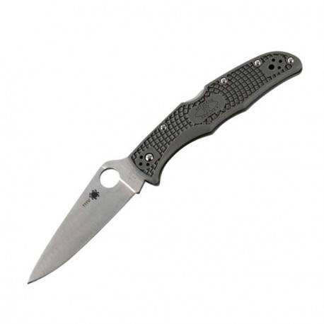 Couteau Spyderco Endura lame 9.5cm Lisse Satin manche FRN (Nylon renforcé) - C10FPGY - 1