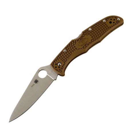 Couteau Spyderco Endura lame 9.5cm Lisse Satin manche FRN (Nylon renforcé) - C10FPBN - 1