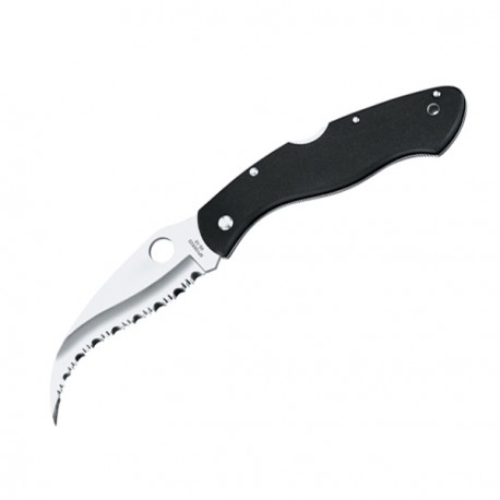 Couteau Spyderco Civilian lame 10.5cm dentelée Satin manche G-10 (Fibre de verre) - C12GS - 1