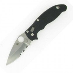 Couteau Spyderco Manix 2 lame 8.6cm semi-dentelée Anthracite manche G-10 (Fibre de verre) - C101GPS2 - 1