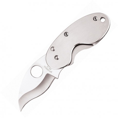 Couteau Spyderco Cricket lame 4.8cm Lisse Satin manche Inox - C29P - 1