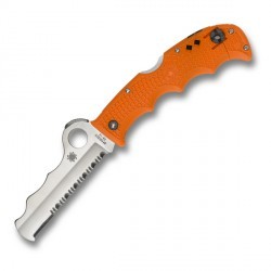 Couteau Spyderco Rescue Assist I lame 9.4cm semi-dentelée Satin manche FRN (Nylon renforcé) - C79PSOR - 1