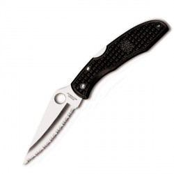Couteau Spyderco Endura lame 9.5cm dentelée Satin manche FRN (Nylon renforcé) - C10SBK - 1