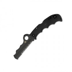 Couteau Spyderco Rescue Assist I lame 9.4cm semi-dentelée Noir manche FRN (Nylon renforcé) - C79PSBBK - 1