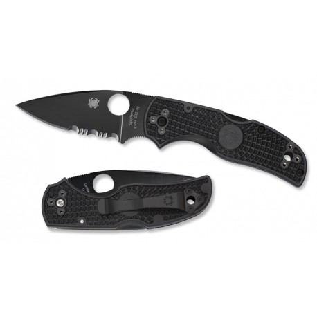 Couteau Spyderco Native lame 7.6cm semi-dentelée Noir manche FRN (Nylon renforcé) - C41PSBBK5 - 1