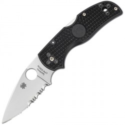 Couteau Spyderco Native lame 7.6cm semi-dentelée Satin manche FRN (Nylon renforcé) - C41PSBK5 - 1