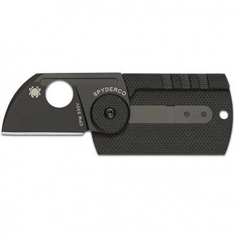 Couteau Spyderco Dog Tag lame 3.1cm Lisse Noir manche G-10 (Fibre de verre) - C188CFBBKP - 1