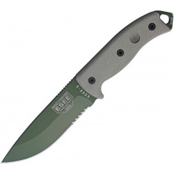 Couteau lame semi-dentelée vert manche vert OD Model 5 Esee - 1