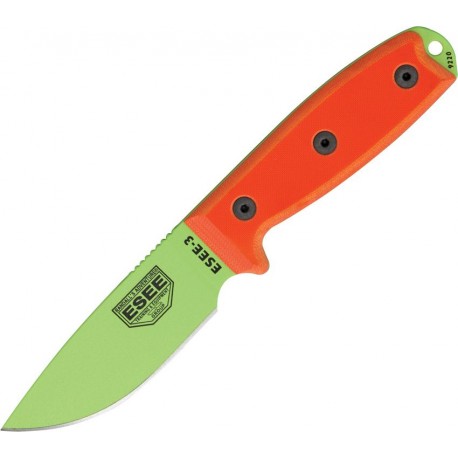 Couteau lame lisse vert venin manche orange Model 3 Esee - 1