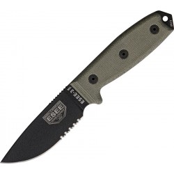 Couteau lame semi dentelée noir manche vert Model 3MIL Esee - 2