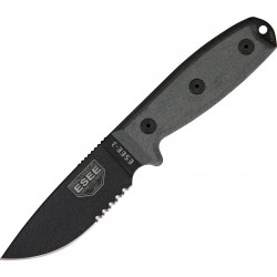 Couteau lame semi dentelée noir manche noir Model 3 Esee Etui marron - 2