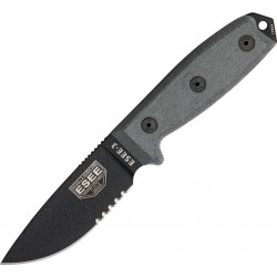 Couteau lame semi dentelée noir manche noir Model 3 Esee Etui noir - 2