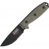 Couteau lame semi dentelée noir manche vert Model 3MIL Esee Etui MOLLE