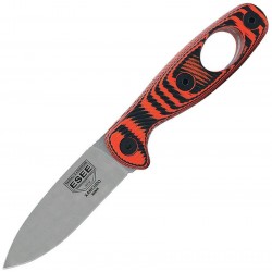Couteau lame lisse acier S35VN manche avec trou noir et orange Xancudo ESEE - 3