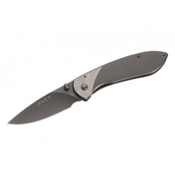 Couteau Buck Nobleman lame 6.7cm Lisse Gris manche Inox - 327TTS