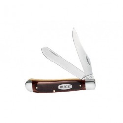 Couteau Buck Trapper lame 6.7cm Lisse Satin manche Bois - 382BRS