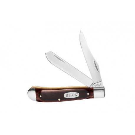 Couteau Buck Trapper lame 6.7cm Lisse Satin manche Bois - 382BRS - 1