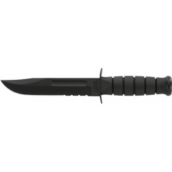 Couteau Ka-Bar Fighting Knife lame 17.8cm semi-dentelée Noir manche Polymère - 1212