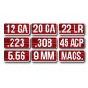 Pack de 8 autocollants calibre 12 GA MTM - 1