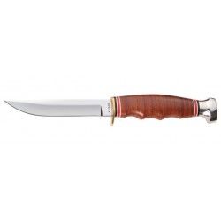 Couteau Ka-Bar Hunter lame 10.2cm Lisse Poli manche cuir - 1232