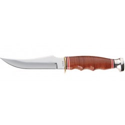 Couteau Ka-Bar Skinner lame 11.1cm Lisse Satin manche cuir - 1233 - 2