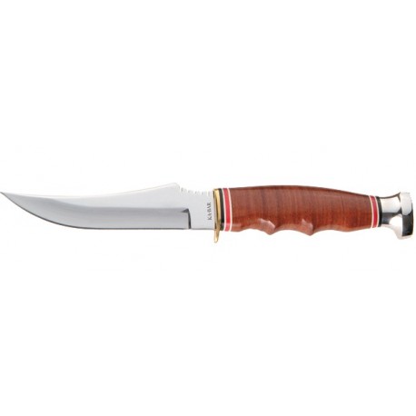 Couteau Ka-Bar Skinner lame 11.1cm Lisse Satin manche cuir - 1233 - 1