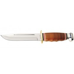 Couteau Ka-Bar Bowie Marine lame 14.9cm Lisse Poli manche cuir - 1235 - 1