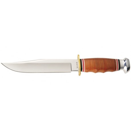 Couteau Ka-Bar Bowie lame 17.5cm Lisse Satin manche cuir - 1236 - 1