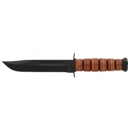 Couteau Ka-Bar USMC lame 13.3cm Lisse Noir manche cuir - 1250