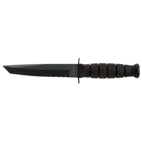 Couteau Ka-Bar Tanto lame 13.3cm semi-dentelée Noir manche Polymère - 1255 - 1