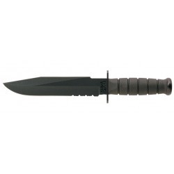 Couteau Ka-Bar Fighter lame 20.3cm semi-dentelée Noir manche Polymère - 1271