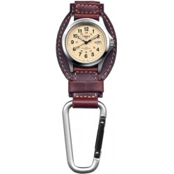Montre mousqueton cuir Leather Hanger DAKOTA Marron - 1