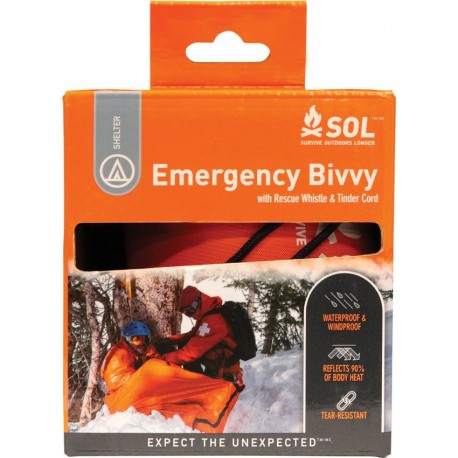 Bivvy d'urgence Orange avec Sifflet de Secours SOL 90% Réflectif - 1