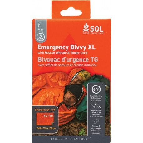 Bivouac d'urgence Bivvy XL SOL avec sifflet de secours - 1