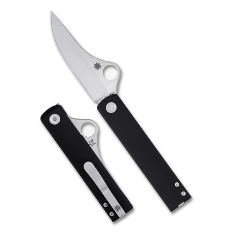 Couteau Spyderco Essenza - Acier N690Co Aluminium Noir fabrication Italie - 1