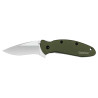 Couteau Pliant Kershaw Scallion Olive 1620OL USA - Lame 420HC Manche Aluminium Vert
