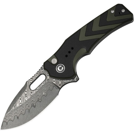 CIVIVI Vexron C24066-DS1 - Couteau Pliant Button Lock Damascus / G10 Noir-Vert - 1