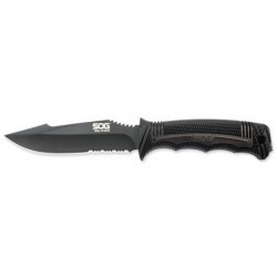 Couteau SOG Seal Strike lame 12.4cm semi-dentelée Noir manche Inox - SS1003 - 2