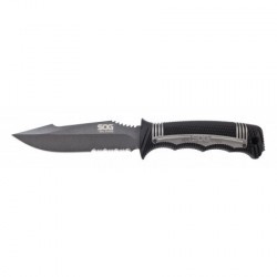 Couteau SOG Seal Strike lame 12.4cm semi-dentelée Gris manche Inox - SS1001 - 2