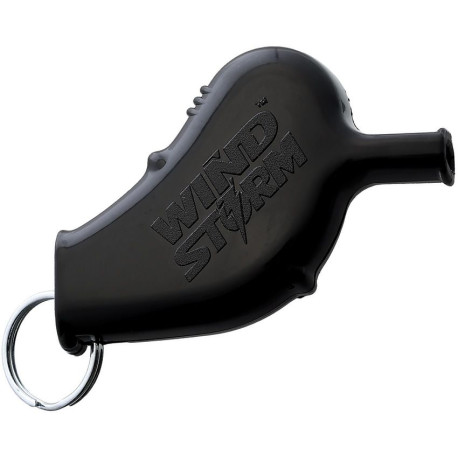 Sifflet de Survie Wind Storm Noir avec Cordon - 1