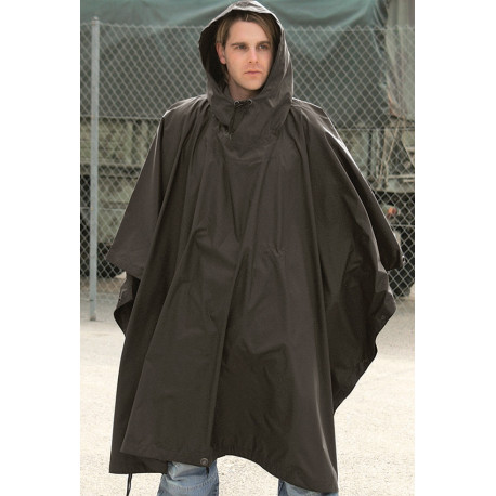 Poncho de Pluie Tactique Mil-Tec Ripstop Polyester PVC Noir - 1