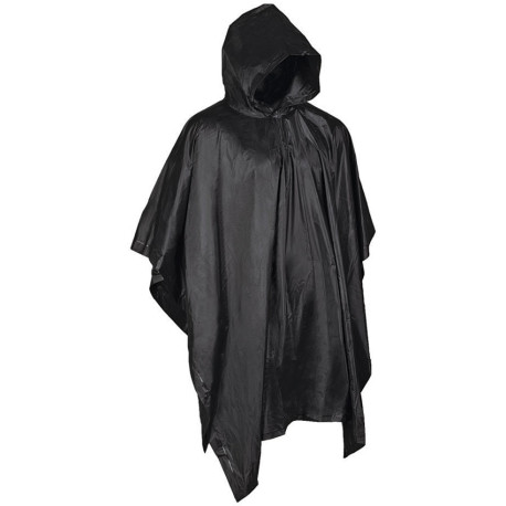 Poncho de Pluie Mil-Tec Vinyle PVC Imperméable Noir Léger Économique - 1