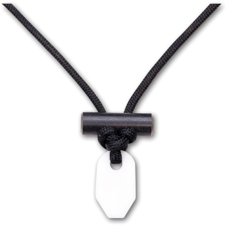 Collier Survie Allume-Feu Wazoo Ferrocérium Cordon Paracorde Noir Blanc - 1