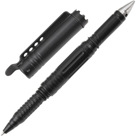 Stylo Tactique UZI TACPEN20 Aluminium Crown Bezel Brise-Vitre Autodéfense ADN Noir - 1